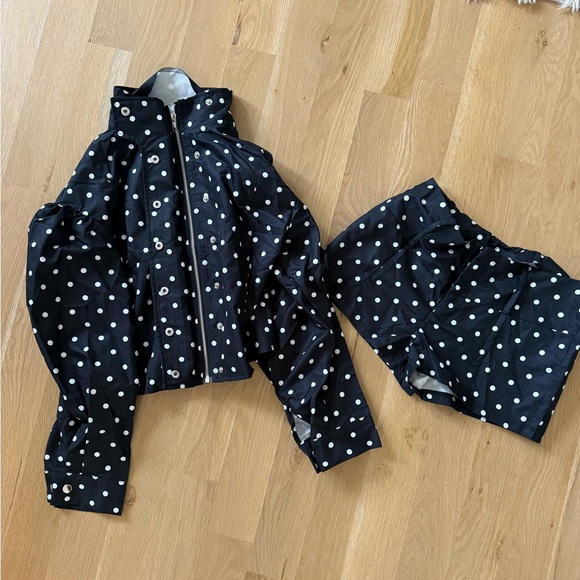 Black and White Polka Dot Jacket and Shorts Set - Picture 1 of 5